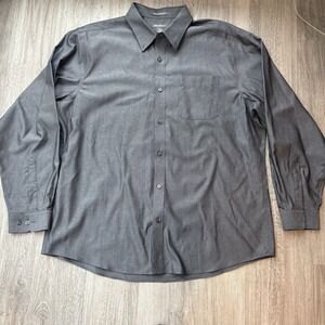 Eddie Bauer Mens Wrinkle Free Relaxed Fit Shirt XL Gray Long Sleeve Button Down
